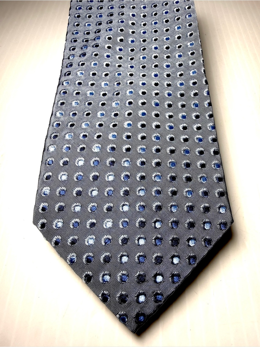 Hugo Boss Grey Tie with Blue Polka Dot Accent